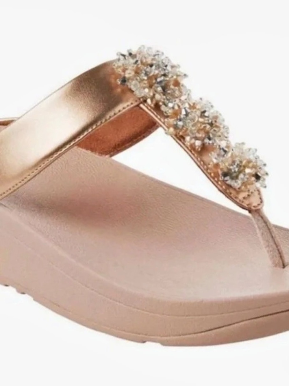 FitFlop Galaxy Toe-Thong Wedge Sandals Rose Gold sz 10 - no box